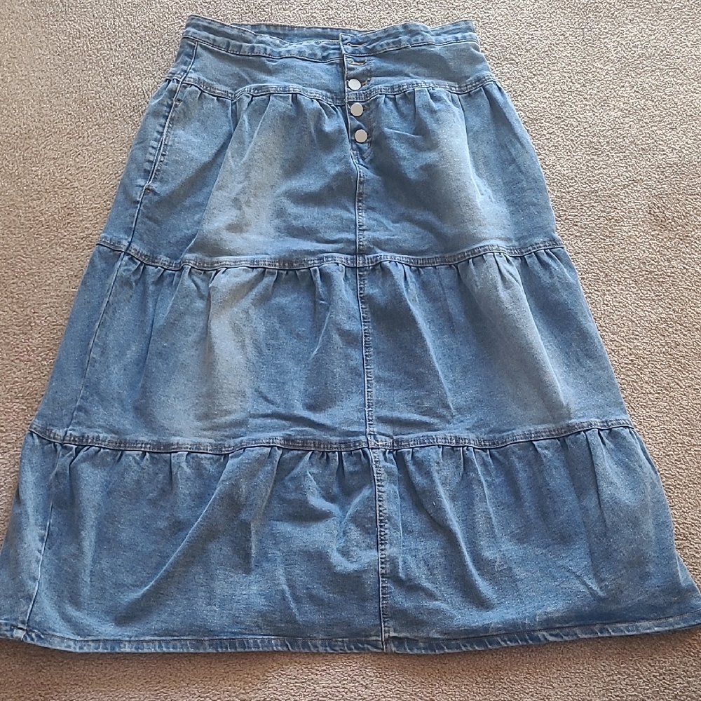SHEIN Blue Denim A-Line Skirt